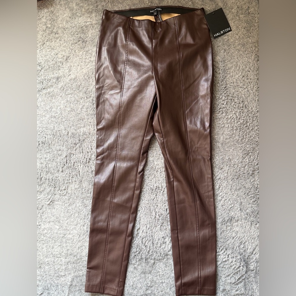 Halston  Brown Faux Leather pants
